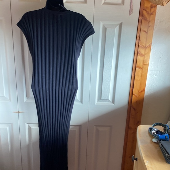 Rails NWT Ashley Vneck Black Cotton Blend Wide Ribbed Knit Dress size medium - Picture 6 of 14